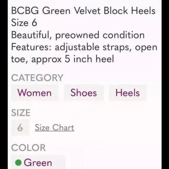👠😎💚 BCBG Dark Green Velvet Block Heel Open Toe Strappy Heels Size 6