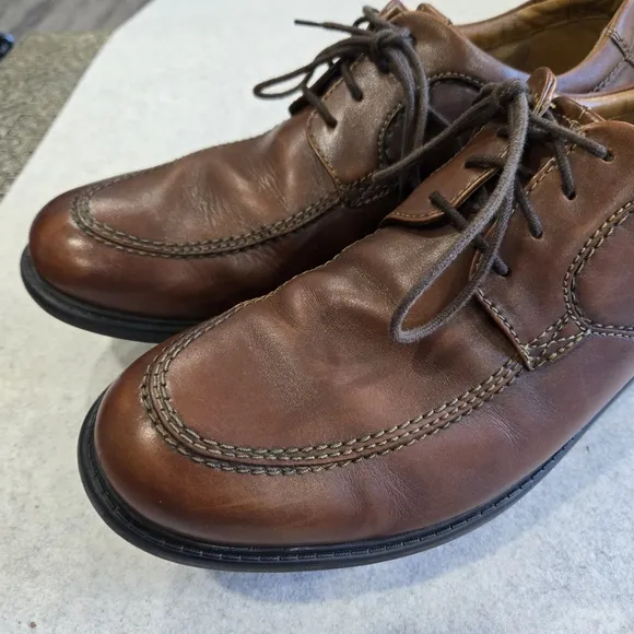 🐢 Clarks Coulson Leather Oxfords Mens Size 11.5 Walking Loafers. Brown