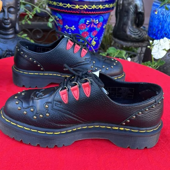 🌺 Dr. Martens Serova Rockabilly Floral Embroidered / Studded 3 Eye Oxfords
