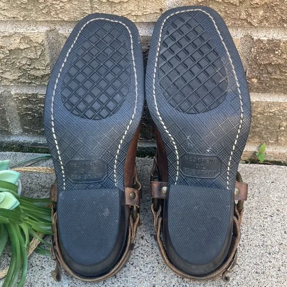 ☀️ Frye Harness Brown Leather Mules/ Clogs