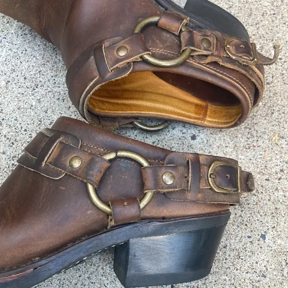 ☀️ Frye Harness Brown Leather Mules/ Clogs