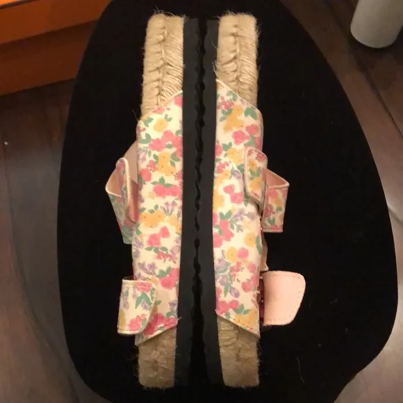 💖 LoveShackFancy double buckle floral straps slides rope wrapped, rubber sole