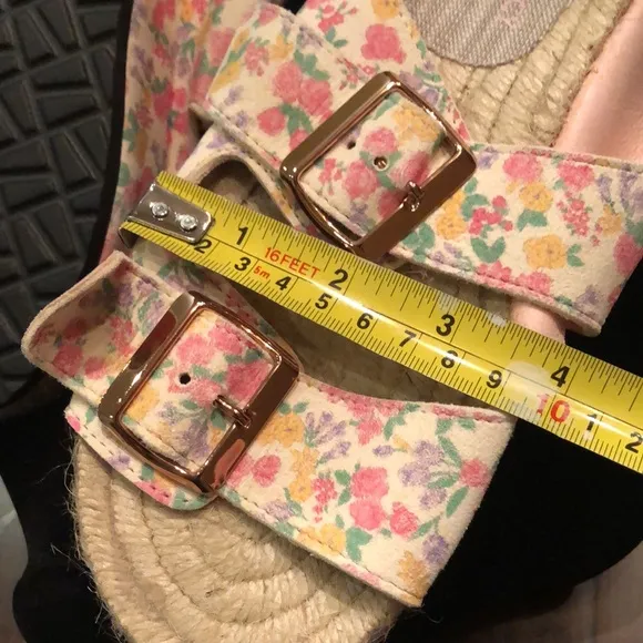 💖 LoveShackFancy double buckle floral straps slides rope wrapped, rubber sole