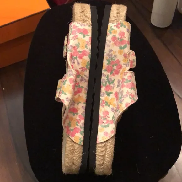 💖 LoveShackFancy double buckle floral straps slides rope wrapped, rubber sole