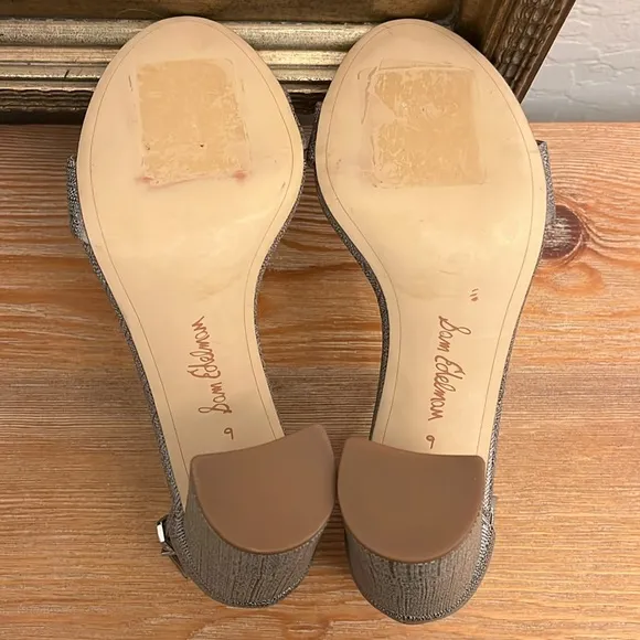 🆕 SAM EDELMAN Yaro Metallic Pewter Heels - Size 9