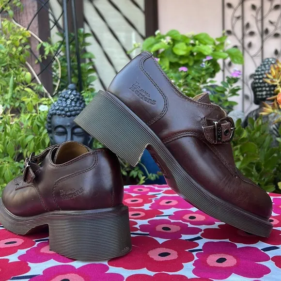 🏴󠁧󠁢󠁥󠁮󠁧󠁿 Vintage Dr. Martens MIE Chunky Heel Monk Strap Loafers UK 5