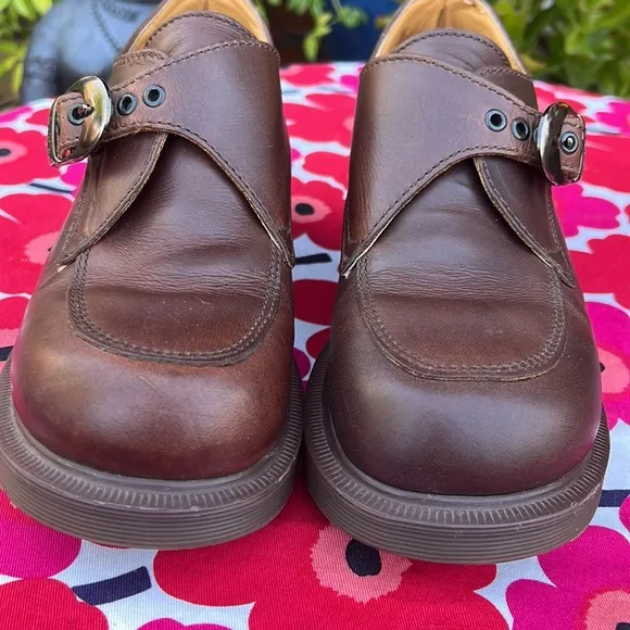 🏴󠁧󠁢󠁥󠁮󠁧󠁿 Vintage Dr. Martens MIE Chunky Heel Monk Strap Loafers UK 5