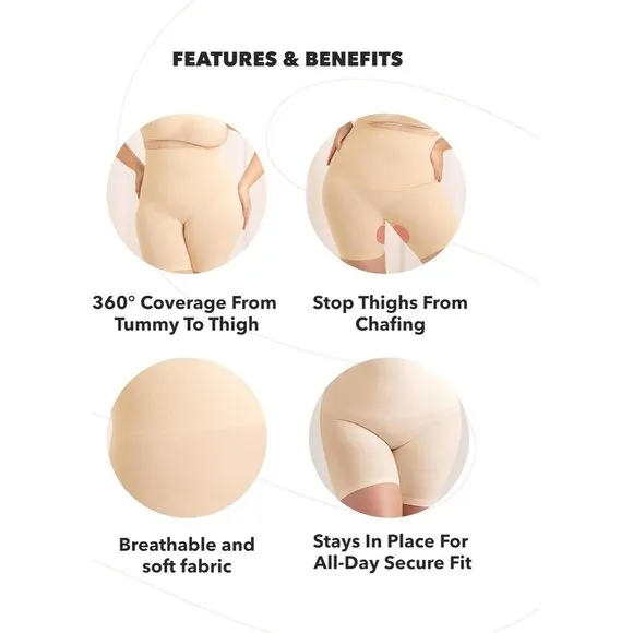 💫 Women High-Waisted Shapewear Cream Tummy Control Shorts Faja Body Underwear