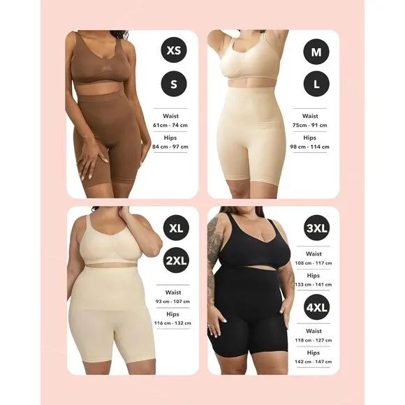 💫 Women High-Waisted Shapewear Cream Tummy Control Shorts Faja Body Underwear