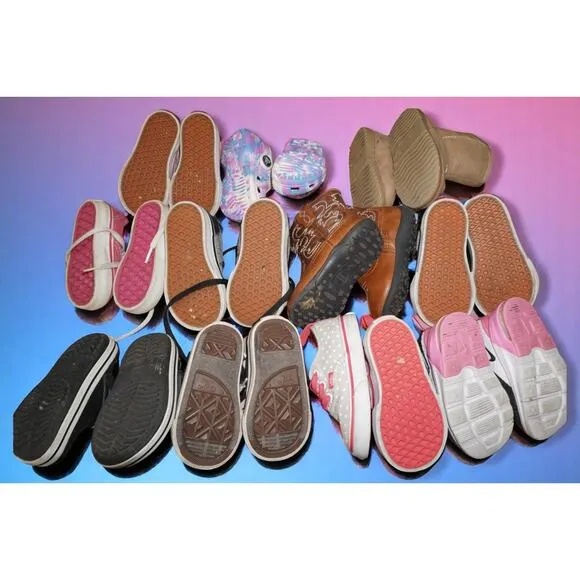 10 Pair Toddler Shoe Bundle Size 4C – Vans, Converse, Nike, Crocs, Boots, Wester