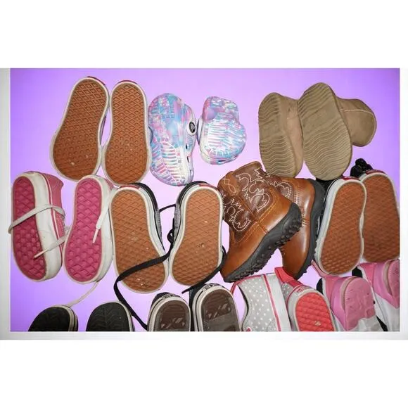 10 Pair Toddler Shoe Bundle Size 4C – Vans, Converse, Nike, Crocs, Boots, Wester