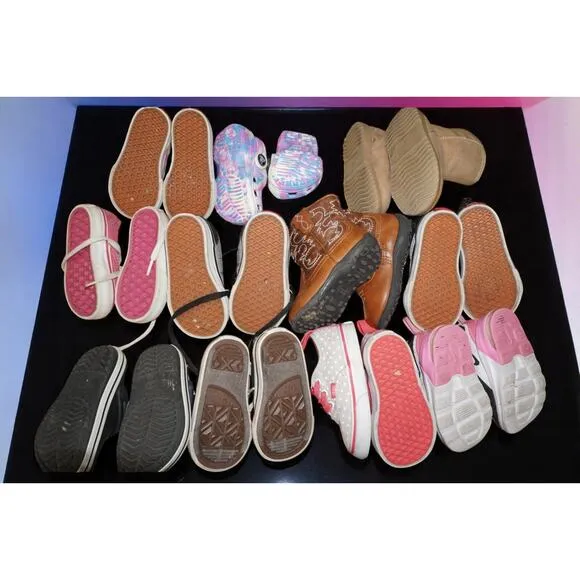 10 Pair Toddler Shoe Bundle Size 4C – Vans, Converse, Nike, Crocs, Boots, Wester