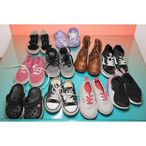10 Pair Toddler Shoe Bundle Size 4C – Vans, Converse, Nike, Crocs, Boots, Wester