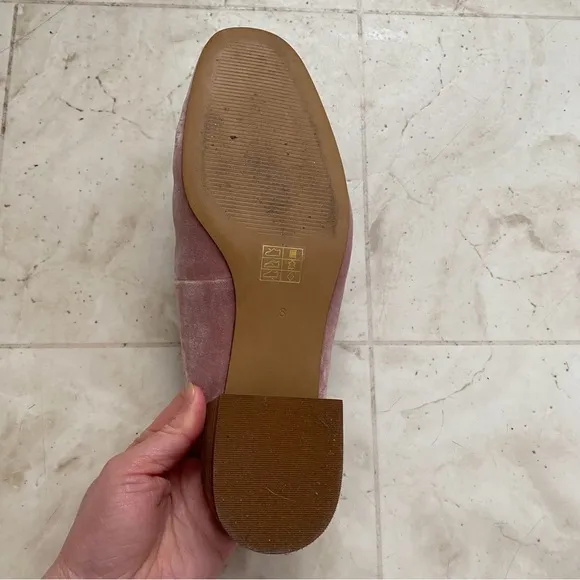 $128 Madewell The Willa Loafer Mules Slides in Pink Plush Velvet size 8
