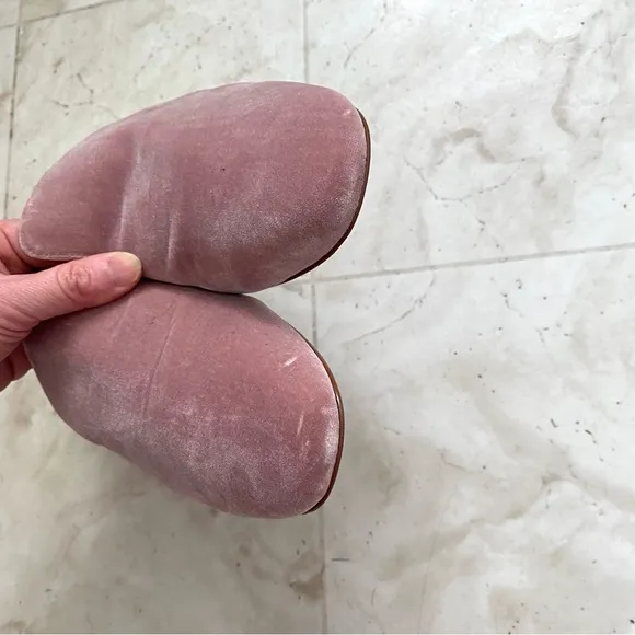 $128 Madewell The Willa Loafer Mules Slides in Pink Plush Velvet size 8