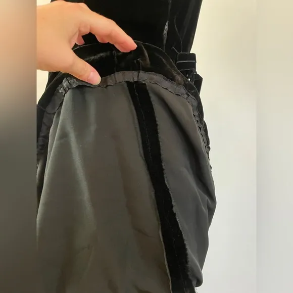 1940s Vintage Black Velvet Dress Hollywood Regency Pin Up Girl Rockabilly Small