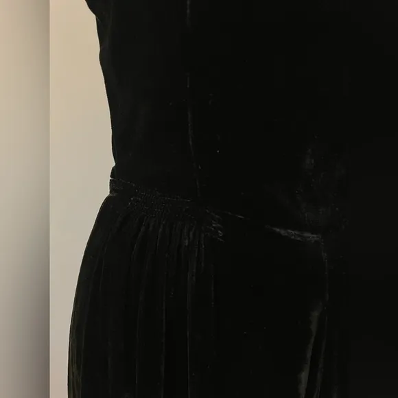 1940s Vintage Black Velvet Dress Hollywood Regency Pin Up Girl Rockabilly Small