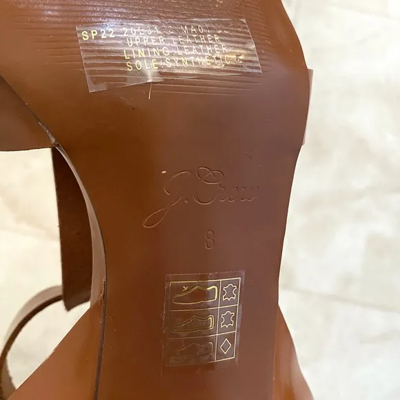 $195 J.Crew Shiny Spazzolato Leather Fisherman Block Heel Pumps Sandals size 8