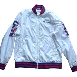 1999 Champion Track and field Rochester NY White Red Baseball Jacket Size Large