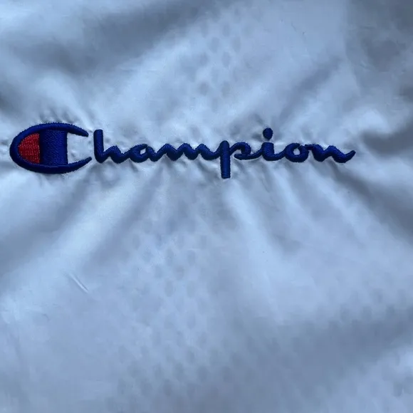 1999 Champion Track and field Rochester NY White Red Baseball Jacket Size Large