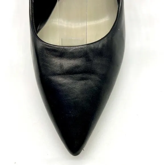 1.State - Black Leather Pointed Toe Wood Block Heels Size 8