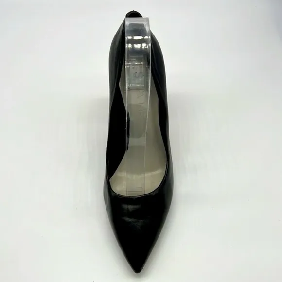 1.State - Black Leather Pointed Toe Wood Block Heels Size 8