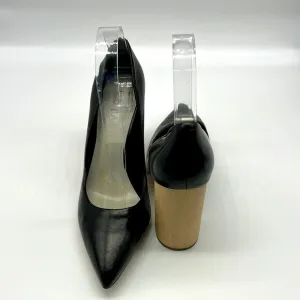 1.State - Black Leather Pointed Toe Wood Block Heels Size 8