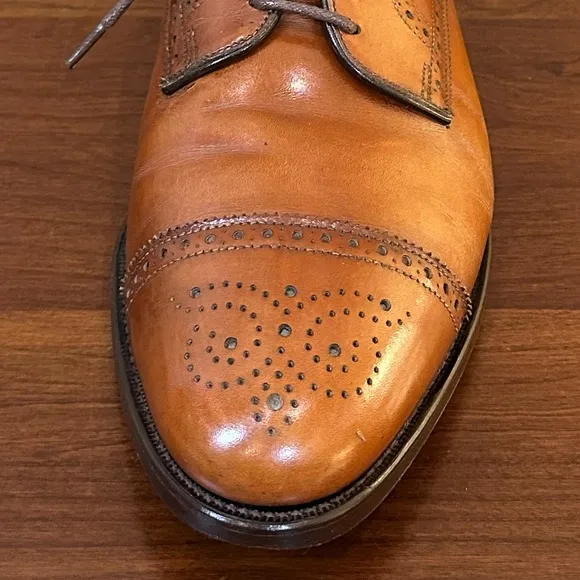 🌟2xHP🌟VTG 1980s-90s Allen Edmonds Walnut Brown Leather Sanford Wing Tip Oxford