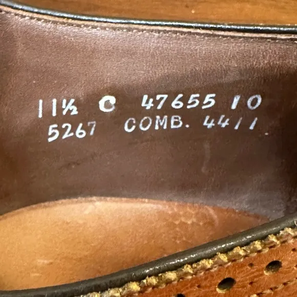 🌟2xHP🌟VTG 1980s-90s Allen Edmonds Walnut Brown Leather Sanford Wing Tip Oxford