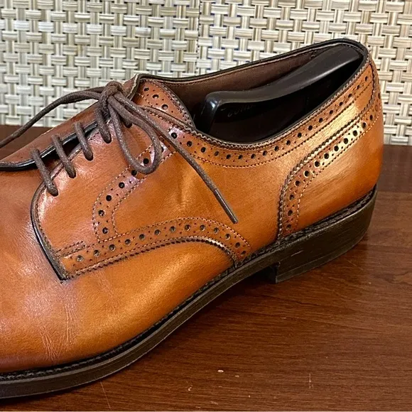 🌟2xHP🌟VTG 1980s-90s Allen Edmonds Walnut Brown Leather Sanford Wing Tip Oxford