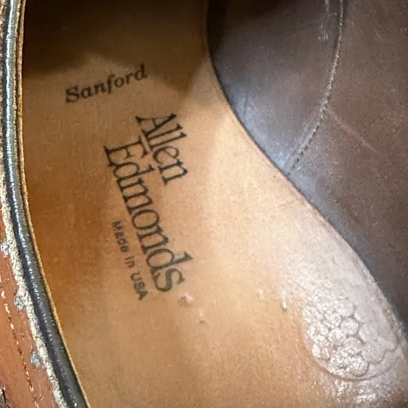 🌟2xHP🌟VTG 1980s-90s Allen Edmonds Walnut Brown Leather Sanford Wing Tip Oxford