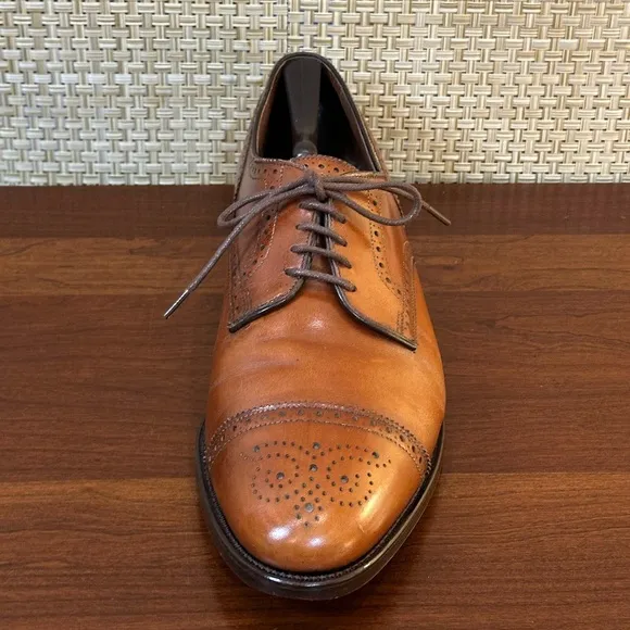 🌟2xHP🌟VTG 1980s-90s Allen Edmonds Walnut Brown Leather Sanford Wing Tip Oxford
