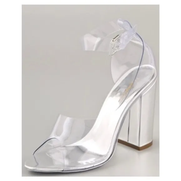 3.1 Phillip Lim • Cody D'Orsay Heels open toe clear silver metallic pumps