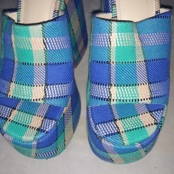 $330 Larroude Revolve Wanda Plaid Chunky Platform Heels 6.5