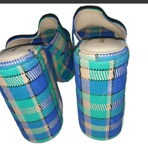 $330 Larroude Revolve Wanda Plaid Chunky Platform Heels 6.5