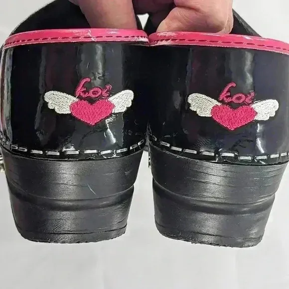 36 Koi By Sanita White Floral Black &amp;Pink  Closed Clogs Comfort Mules Shoes US