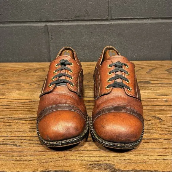 60’s Vintage Morgan Quinn Brown Leather Square Toe Oxfords Men’s 11