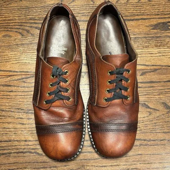 60’s Vintage Morgan Quinn Brown Leather Square Toe Oxfords Men’s 11