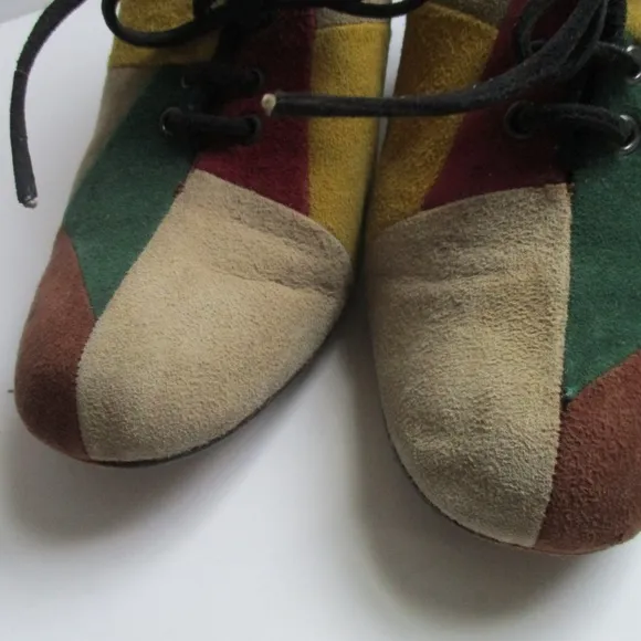 70's Vintage Ray Chaves 'Robertina' Patchwork Suede Oxfords