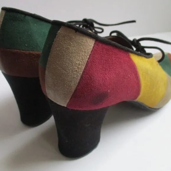 70's Vintage Ray Chaves 'Robertina' Patchwork Suede Oxfords
