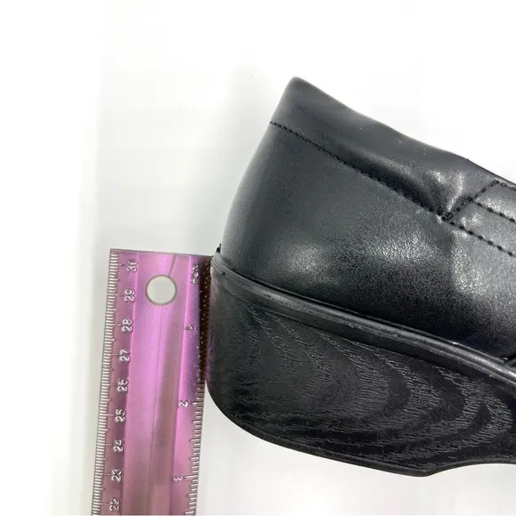 7.5W 7.5 WIDE WIDTH Dr Scholls Women's Black Leather Dynamo Work Shoes Clogs
