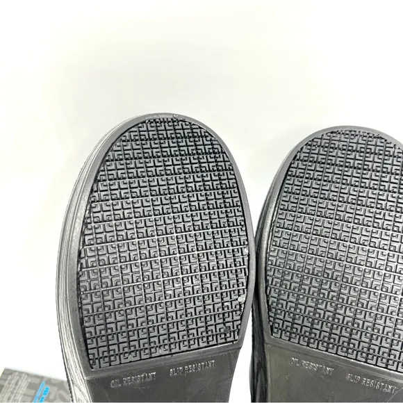 7.5W 7.5 WIDE WIDTH Dr Scholls Women's Black Leather Dynamo Work Shoes Clogs
