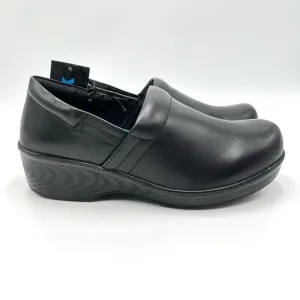 7.5W 7.5 WIDE WIDTH Dr Scholls Women's Black Leather Dynamo Work Shoes Clogs