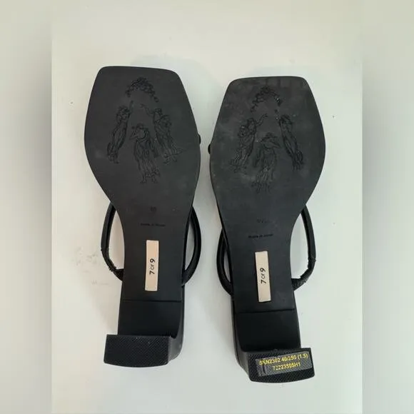 7or9 Black Calla Lily Block Heels 40