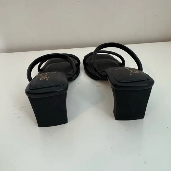 7or9 Black Calla Lily Block Heels 40