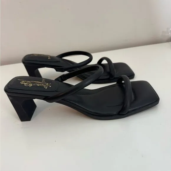 7or9 Black Calla Lily Block Heels 40