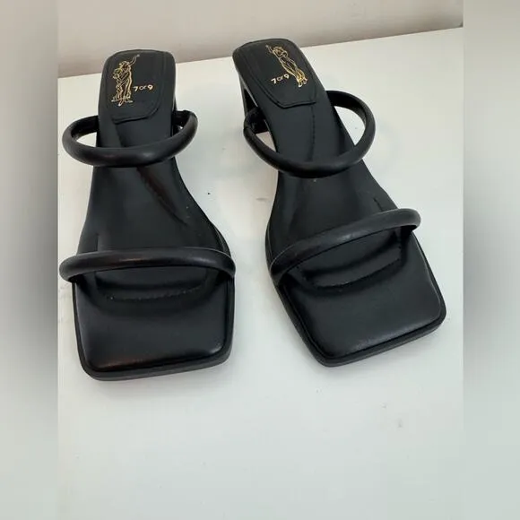 7or9 Black Calla Lily Block Heels 40