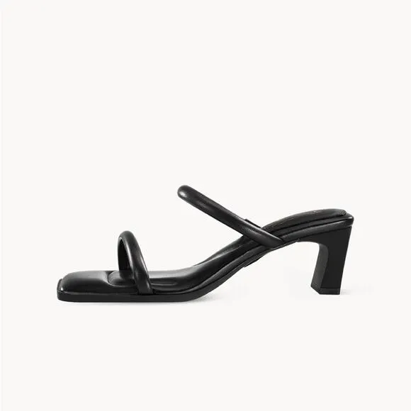 7or9 Black Calla Lily Block Heels 40