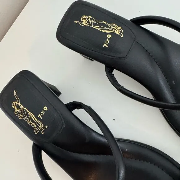 7or9 Black Calla Lily Block Heels 40