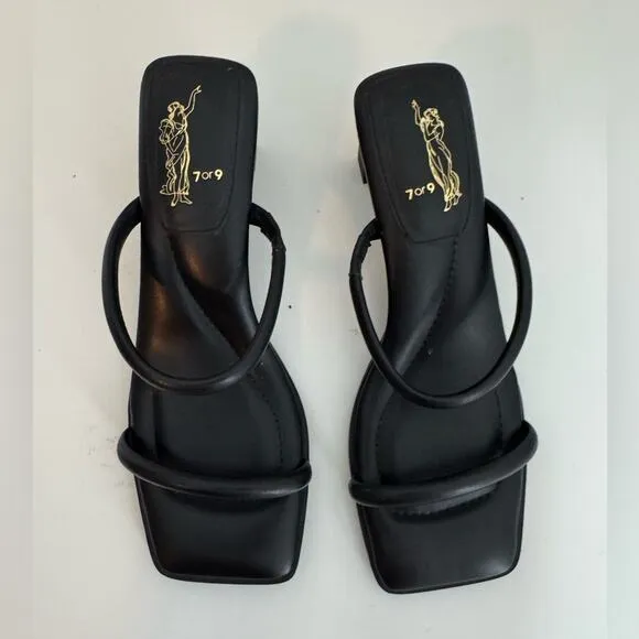 7or9 Black Calla Lily Block Heels 40